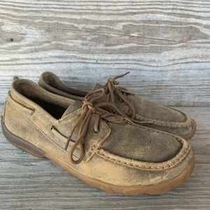 Men’s Twisted X tan boat shoe mic size 11